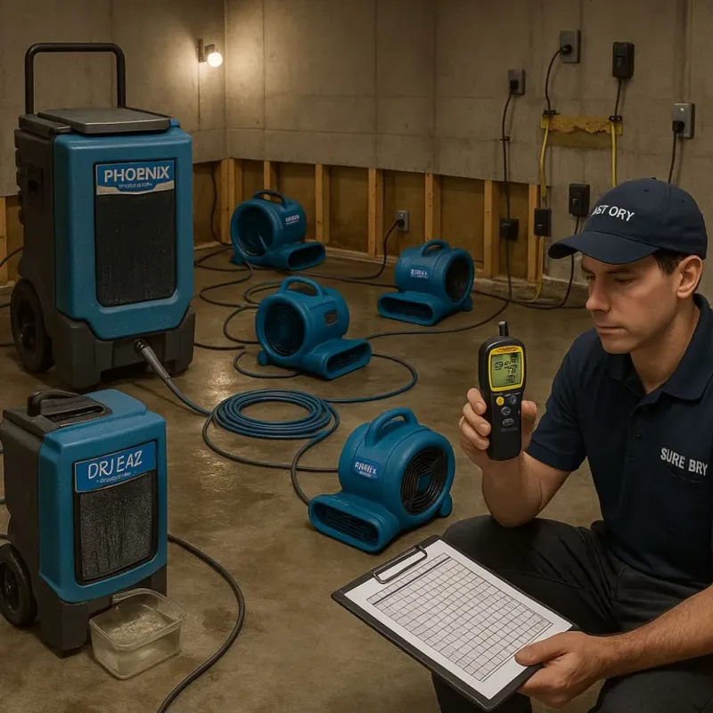 Structural Drying and Dehumidification process in Norwell, MA